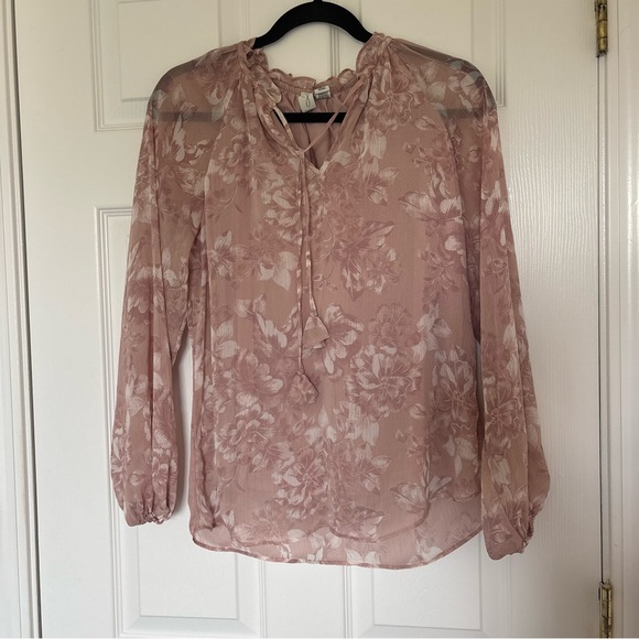 Joie Floral Mauve Pink Blouse Size Extra Small - Picture 1 of 8